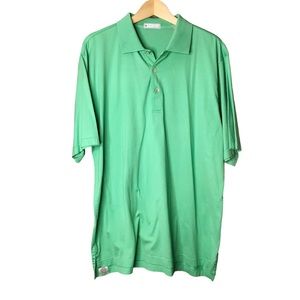 Peter Millar Polo Shirt Cotton Short Sleeve Golf Shirt Green Men’s Large
